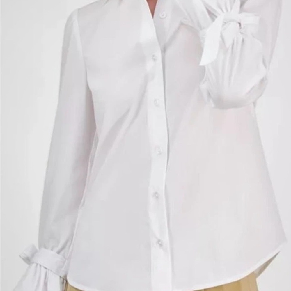 NWT Anne Klein White Button Down Shirt with Tie Cuffs
